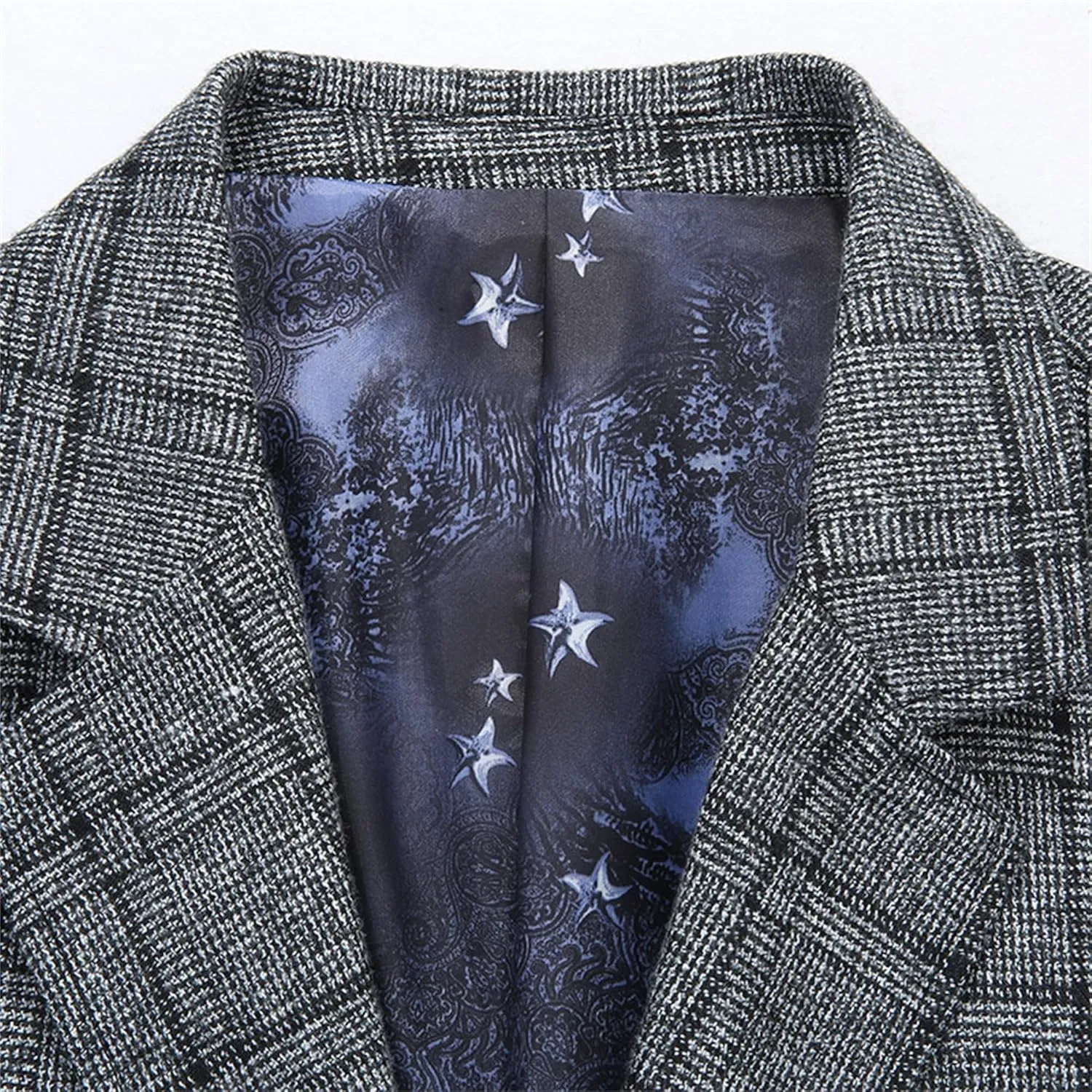 Mens Casual Suit Blazer Jackets Slim Fit Plaid Business Sports Coat One Button Suit Jacket Lightweight Wedding