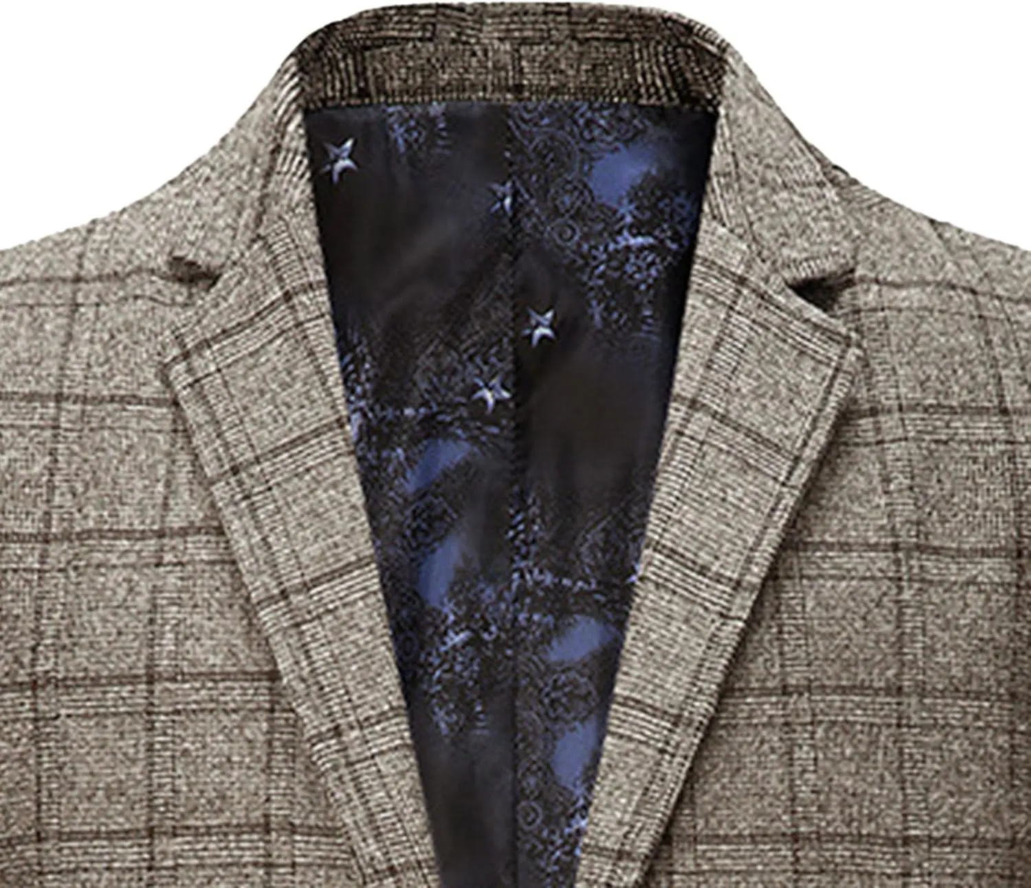 Mens Casual Suit Blazer Jackets Slim Fit Plaid Business Sports Coat One Button Suit Jacket Lightweight Wedding