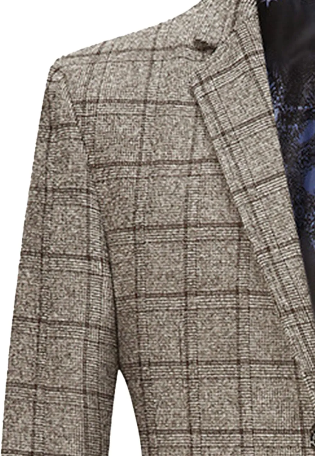 Mens Casual Suit Blazer Jackets Slim Fit Plaid Business Sports Coat One Button Suit Jacket Lightweight Wedding