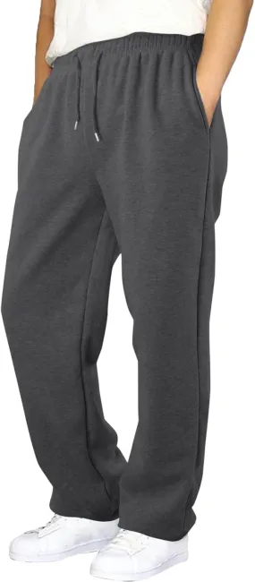 Mens Fleece Lined Joggers Pants Wide Leg Sweatpants Baggy Workout Pants Elastic Waist Cargo Pants Warm Running Pants