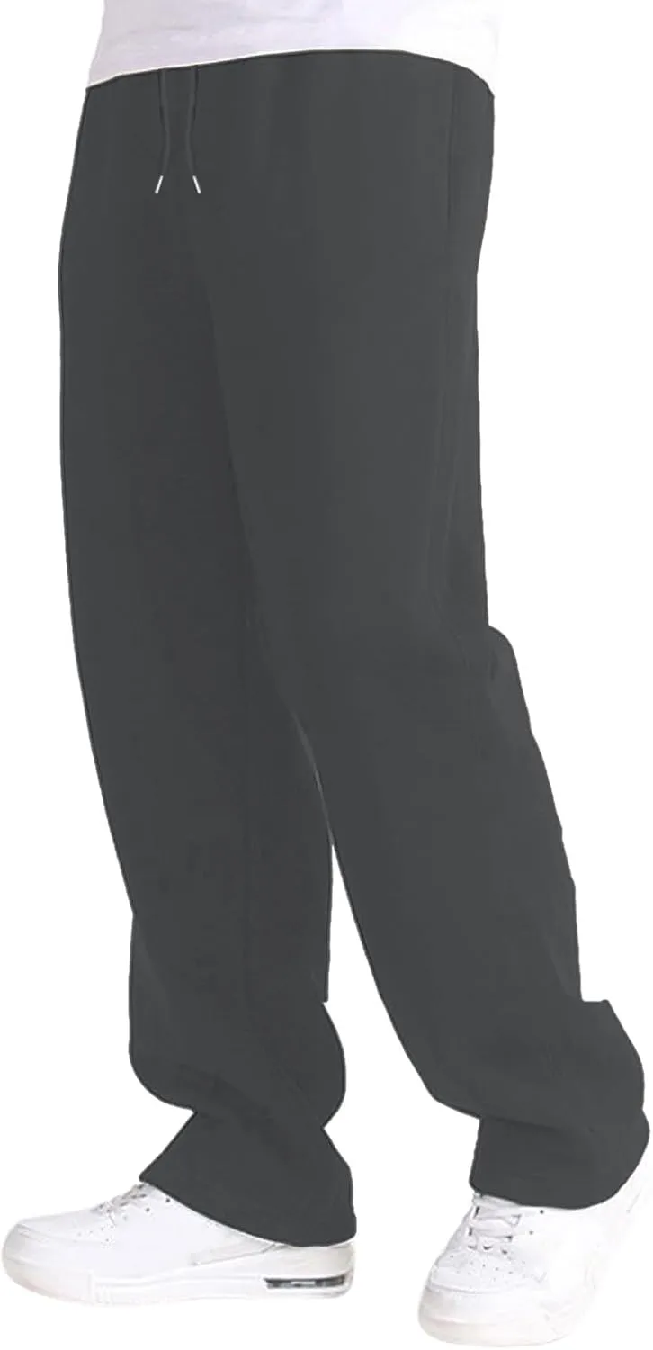 Mens Fleece Lined Joggers Pants Wide Leg Sweatpants Baggy Workout Pants Elastic Waist Cargo Pants Warm Running Pants