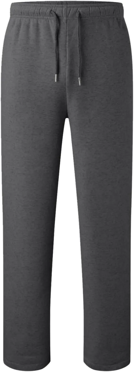 Mens Fleece Lined Joggers Pants Wide Leg Sweatpants Baggy Workout Pants Elastic Waist Cargo Pants Warm Running Pants