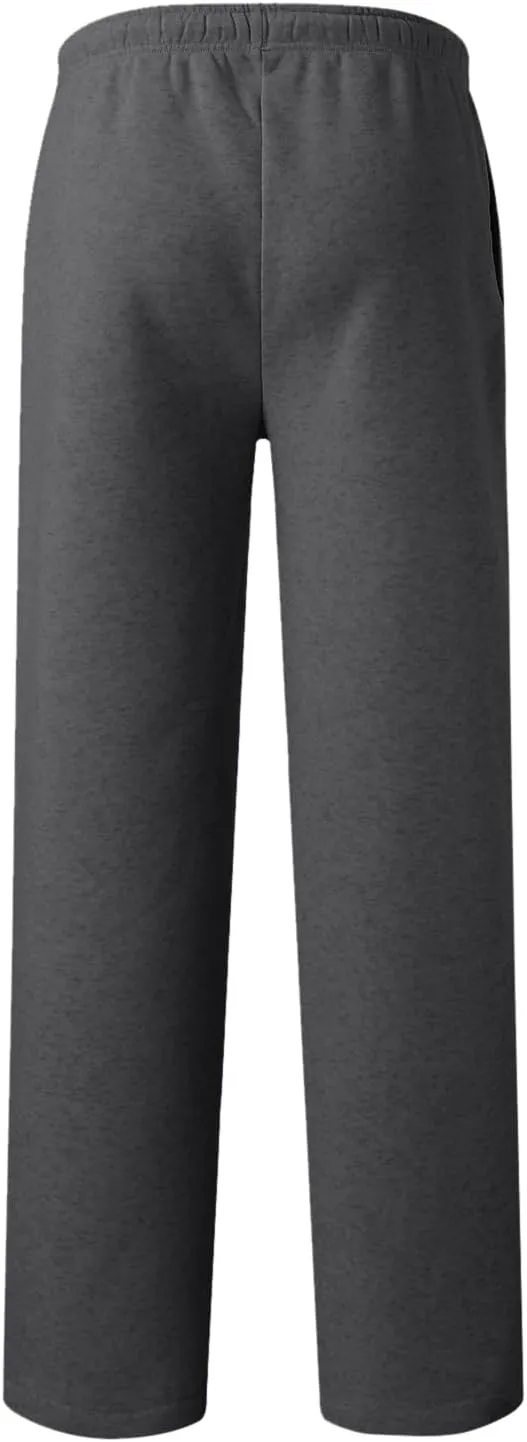 Mens Fleece Lined Joggers Pants Wide Leg Sweatpants Baggy Workout Pants Elastic Waist Cargo Pants Warm Running Pants