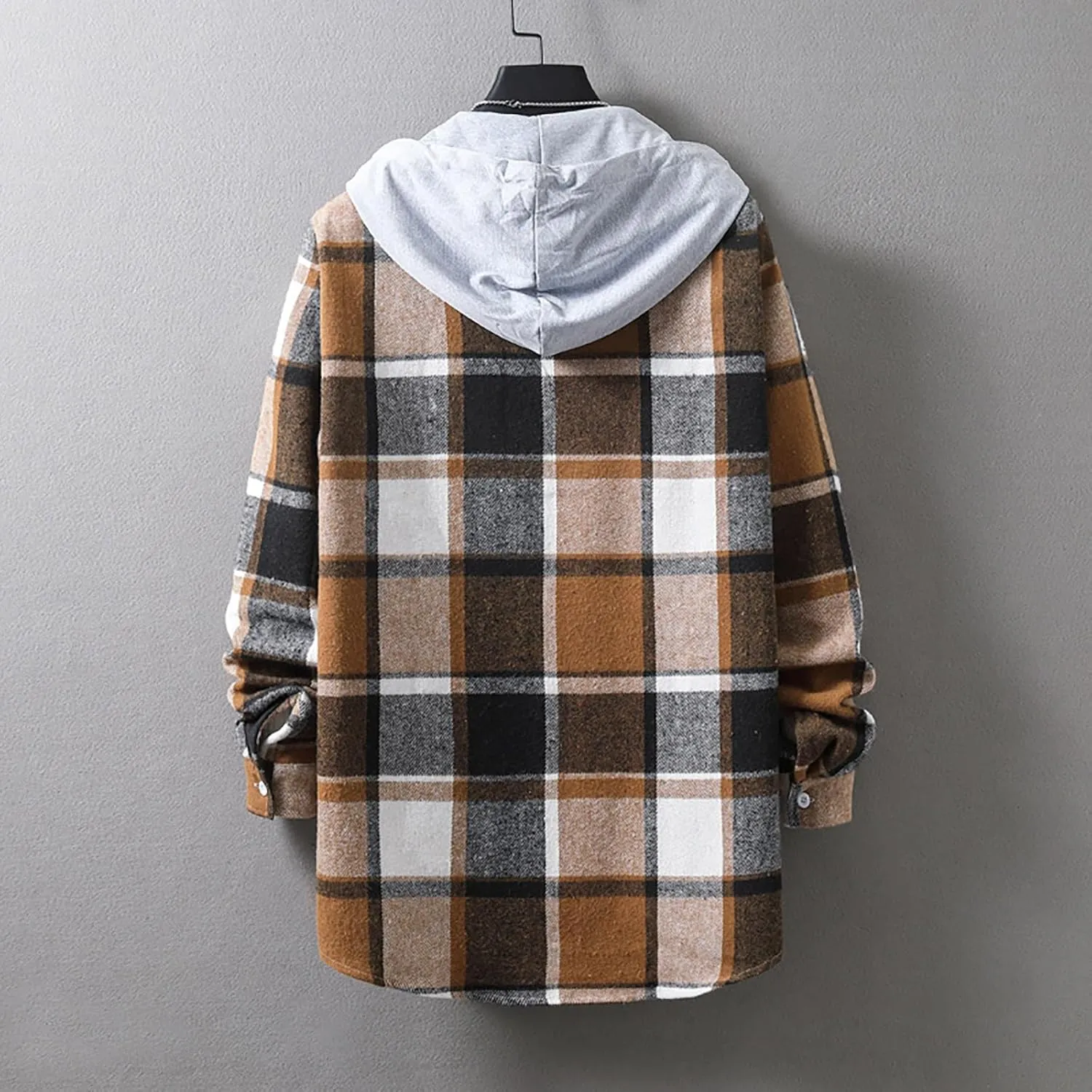 Men's Hooded Shirts Jackets Casual Long Sleeve Lightweight Hoodie New Casual Fashion Youth Button Winter Warm Coats