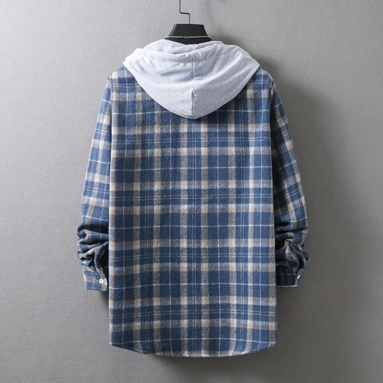 Men's Hooded Shirts Jackets Casual Long Sleeve Lightweight Hoodie New Casual Fashion Youth Button Winter Warm Coats