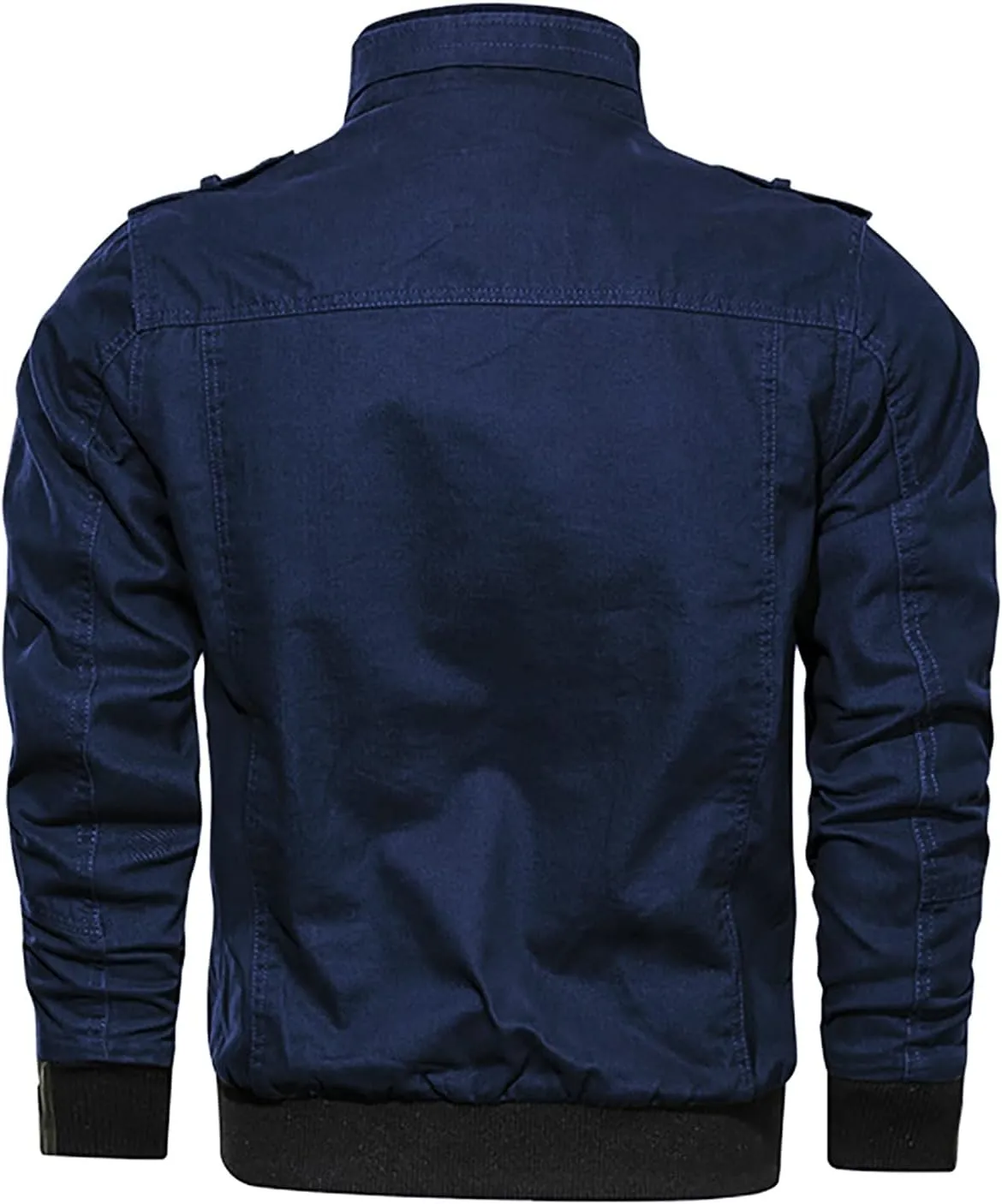 Mens Multi Pockets Tactical Jackets Military Zip Up Jackets Stand Collar Casual Loose Sports Coat Cargo Windbreaker