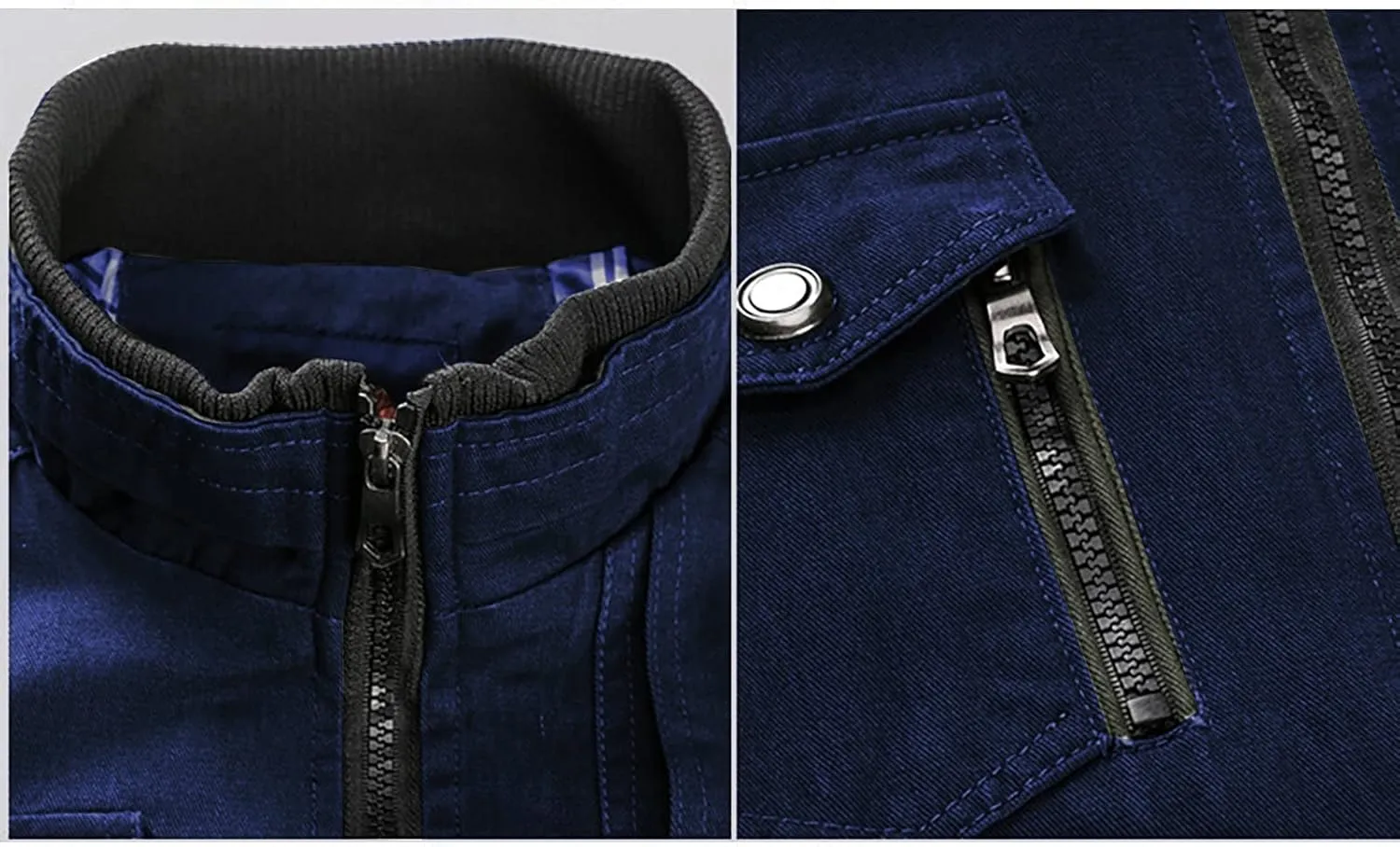 Mens Multi Pockets Tactical Jackets Military Zip Up Jackets Stand Collar Casual Loose Sports Coat Cargo Windbreaker
