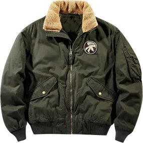 Men's Short Parka Jacket Sherpa Lined Bomber Jackets Outwear Thicken Winter Casual Windbreaker Solid Color Military Jackets