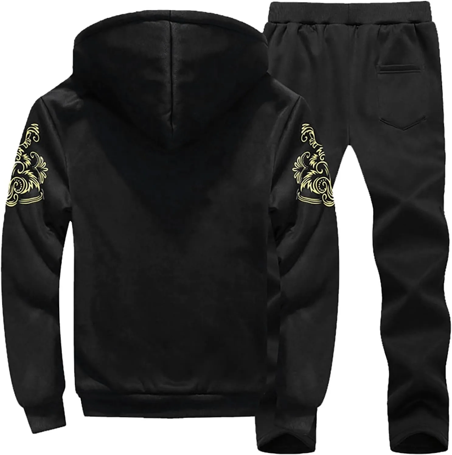 Men's Tracksuits 2 Piece Fleece Lined Tracksuit Set Outfits Jogging Sweatsuit Outdoor Athletic Hoodies Sweatpant Sets