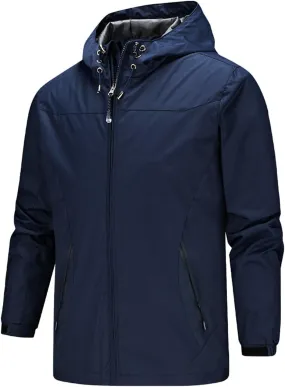 MIDOO Mens Jackets Casual Stylish Casual Hooded Long Sleeve Zipper Thin Lightweight Coat Jacket Hiking Outdoor Windbreaker