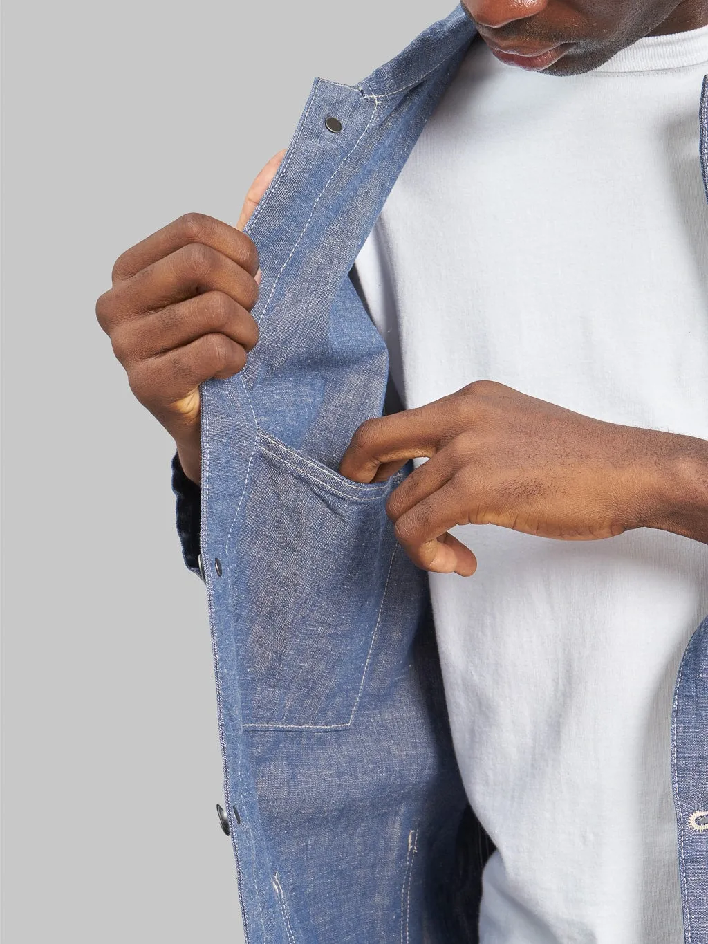Premium ONI Denim 8.3oz Heavy Chambray Blue Gray Coverall