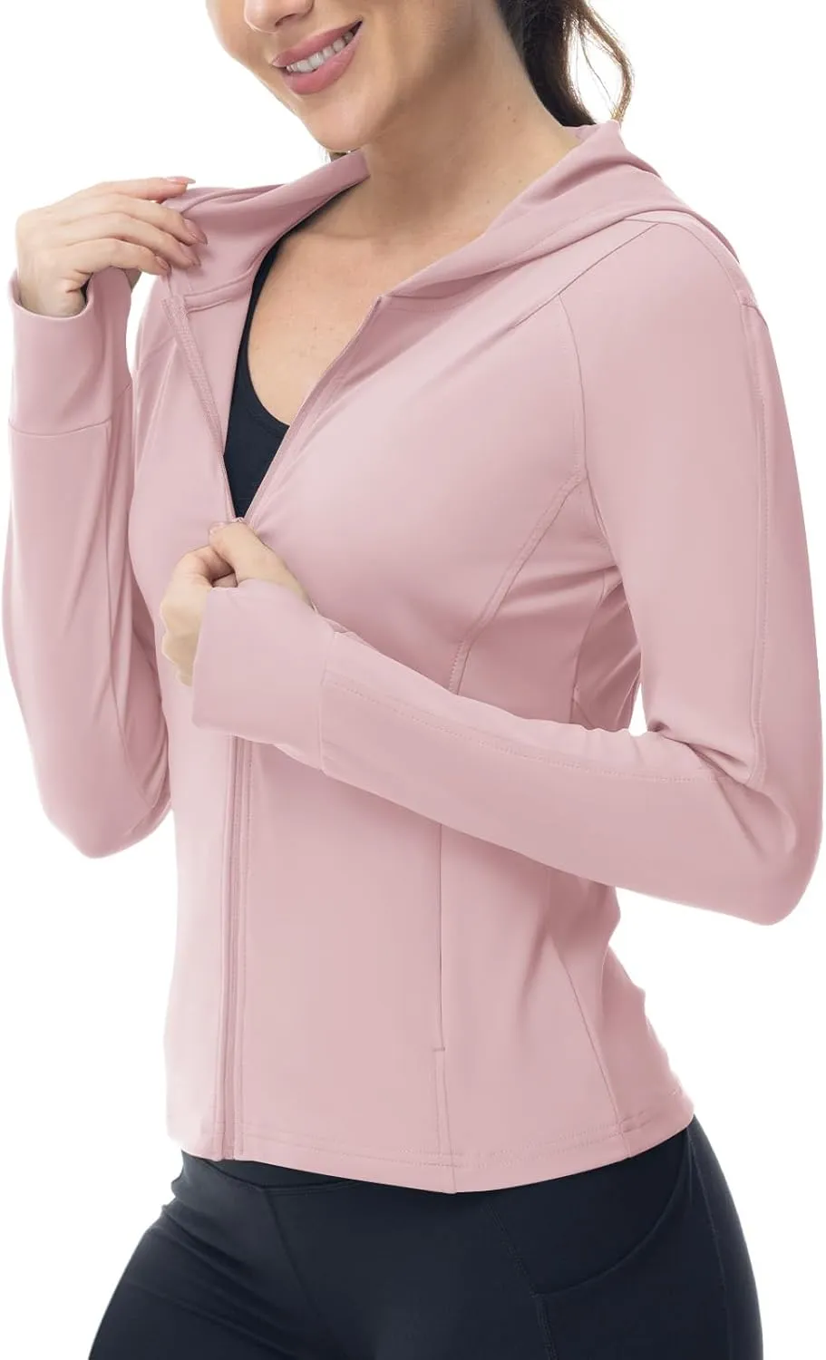 Rdruko Women's Lightweight Workout Jackets Full Zip Sports Gym Jackets for Women Slim Fit Yoga Jacket with Thumb Holes
