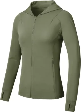 Rdruko Women's Lightweight Workout Jackets Full Zip Sports Gym Jackets for Women Slim Fit Yoga Jacket with Thumb Holes