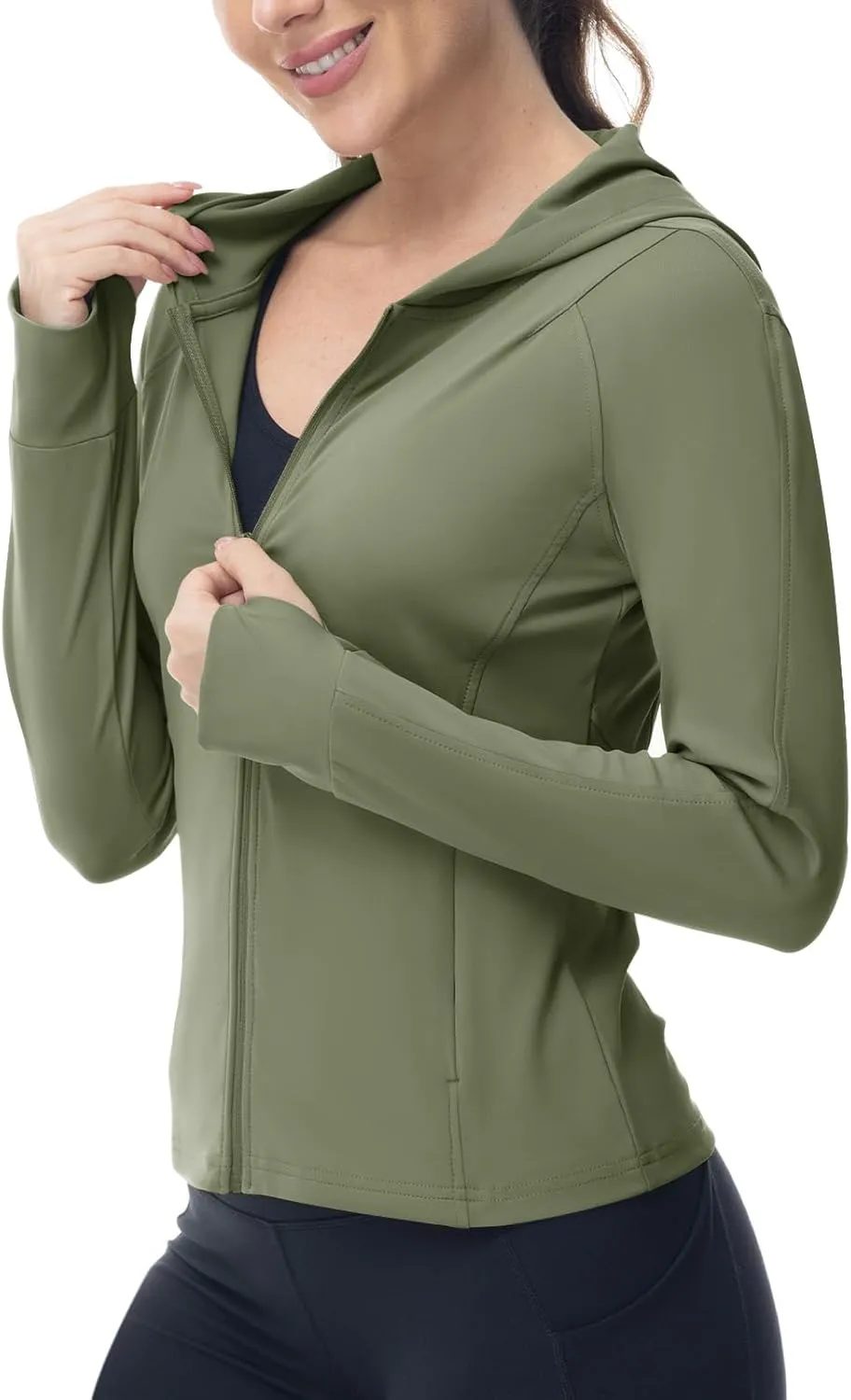 Rdruko Women's Lightweight Workout Jackets Full Zip Sports Gym Jackets for Women Slim Fit Yoga Jacket with Thumb Holes