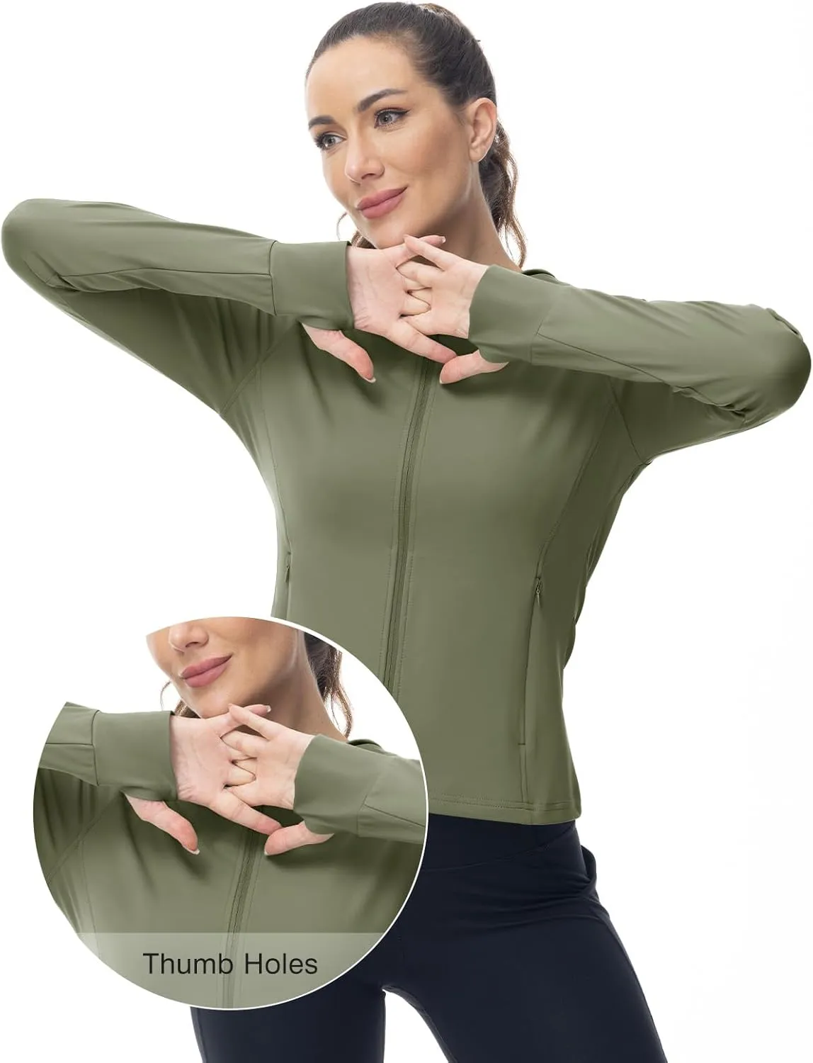 Rdruko Women's Lightweight Workout Jackets Full Zip Sports Gym Jackets for Women Slim Fit Yoga Jacket with Thumb Holes