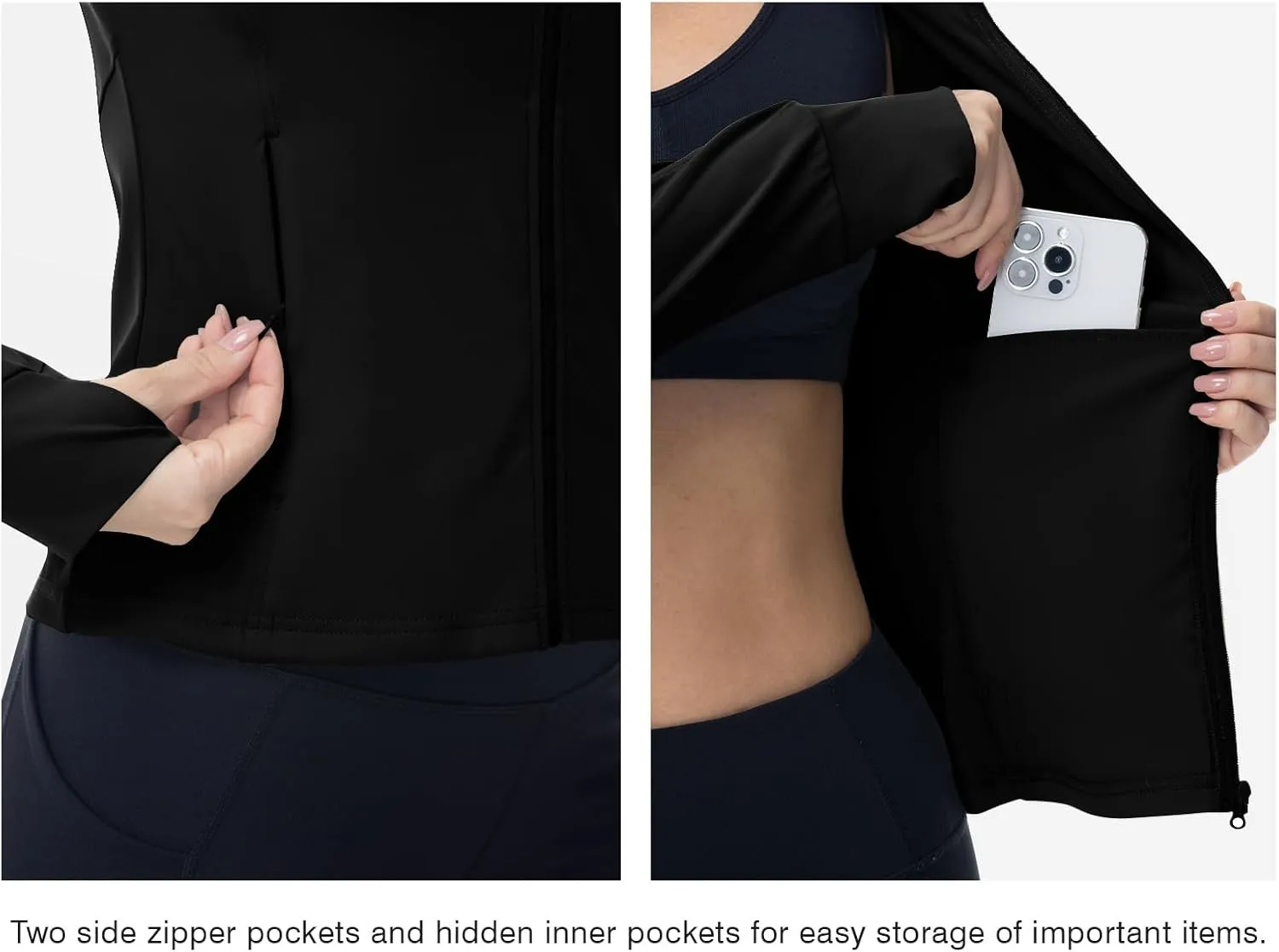Rdruko Women's Lightweight Workout Jackets Full Zip Sports Gym Jackets for Women Slim Fit Yoga Jacket with Thumb Holes