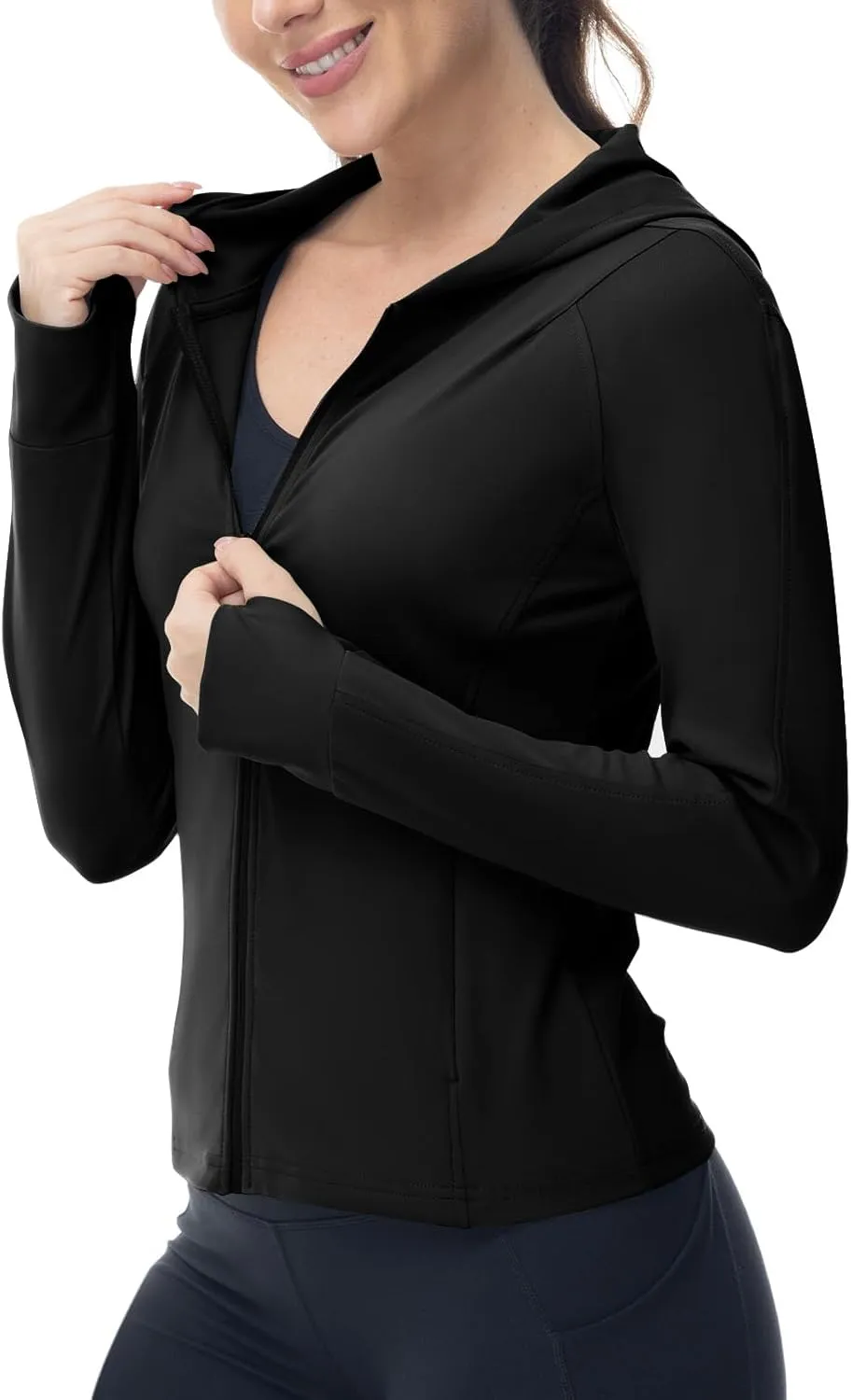 Rdruko Women's Lightweight Workout Jackets Full Zip Sports Gym Jackets for Women Slim Fit Yoga Jacket with Thumb Holes