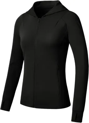Rdruko Women's Lightweight Workout Jackets Full Zip Sports Gym Jackets for Women Slim Fit Yoga Jacket with Thumb Holes