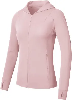 Rdruko Women's Lightweight Workout Jackets Full Zip Sports Gym Jackets for Women Slim Fit Yoga Jacket with Thumb Holes