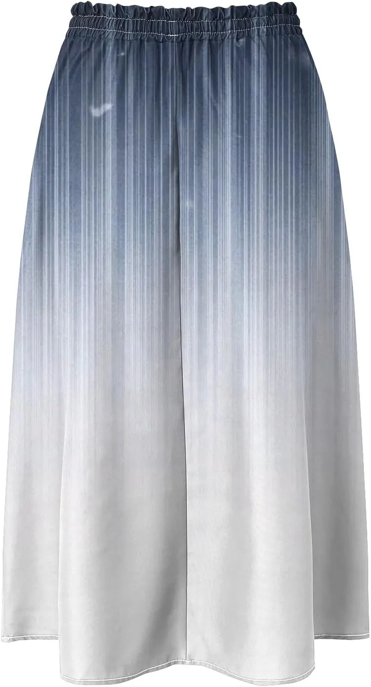 Rvidbe Skirts for Women Midi Length Summer Pleated High Waisted Casual Below Knee Skirts with Pockets Vacation A-Line Skirts