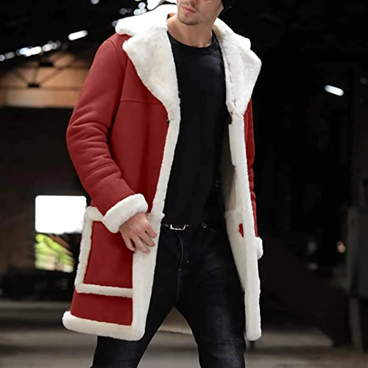 Sport Jackets for Men Men's Casual Cardigan Fleece Lined Solid Buttons Wool Long Sleeve Trench Coat Jackets
