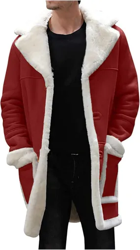 Sport Jackets for Men Men's Casual Cardigan Fleece Lined Solid Buttons Wool Long Sleeve Trench Coat Jackets