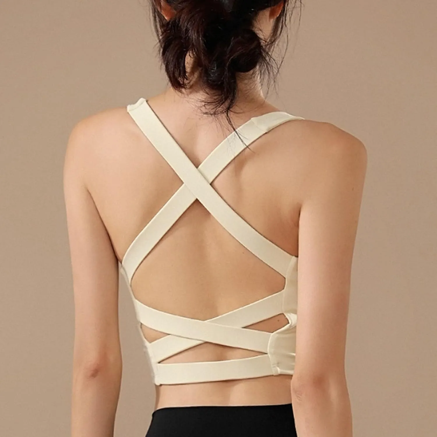 Sports Bras Women's Yoga Bra Solid Color High Elasticity Detachable Chest Pad Beautiful Back Yoga Sports Bra Yoga