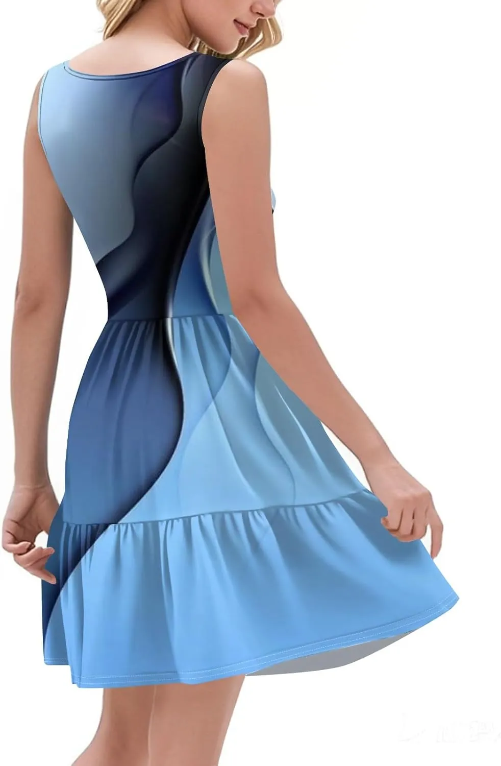 Summer Dresses for Women 2025 Printed Beach Vacation Dress Loose Fit V Neck Sundress Casual Tank Dress with Pockets