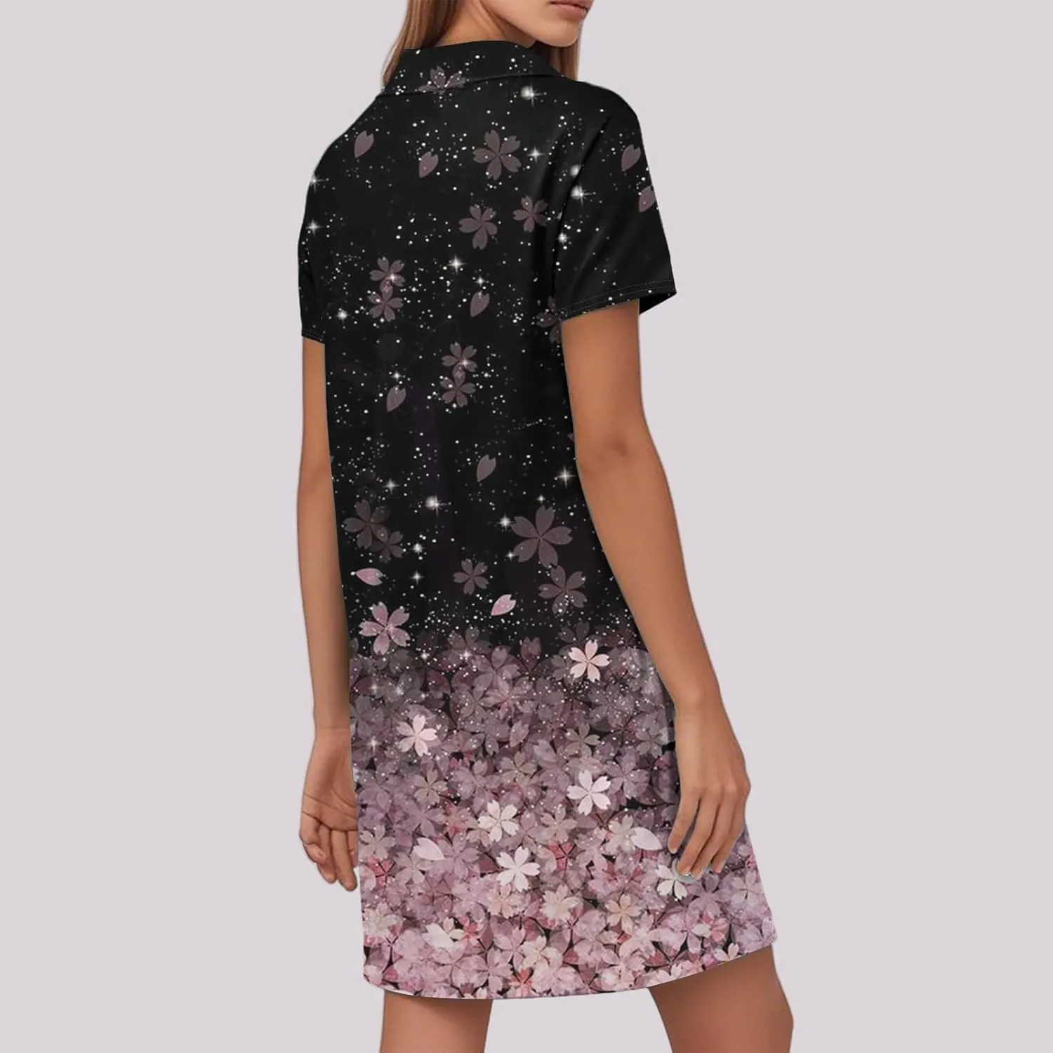 Summer Dresses for Women Casual Short Sleeve Print Sundresses V Neck T Shirt Dress Loose Beach Vacation Dress