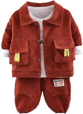 Toddler Boy's Tracksuits Button Front Jacket and Jogger Sweatpants Set Fall Winter Casual Sports Clothes