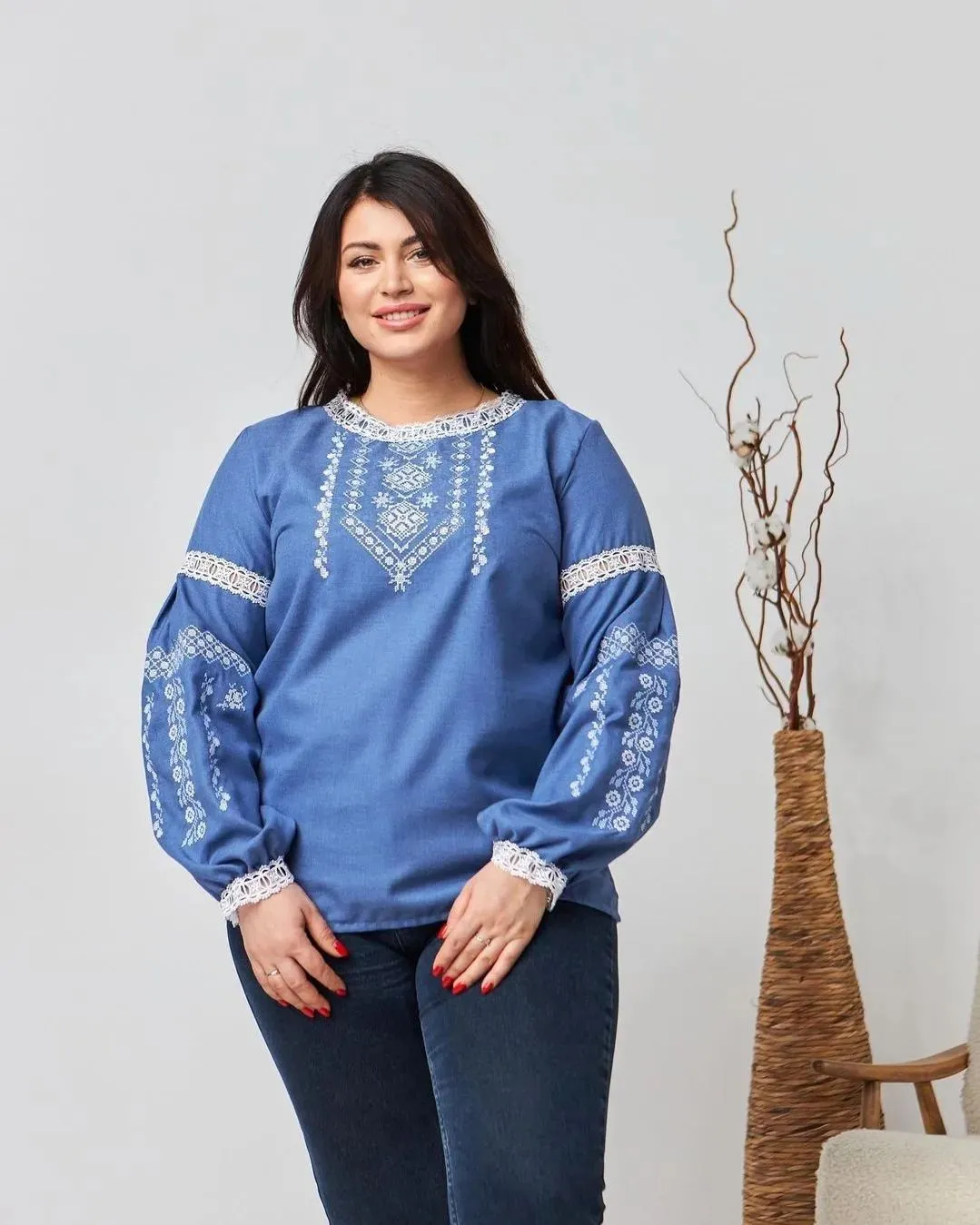 Ukrainian embroidered blouse plus size