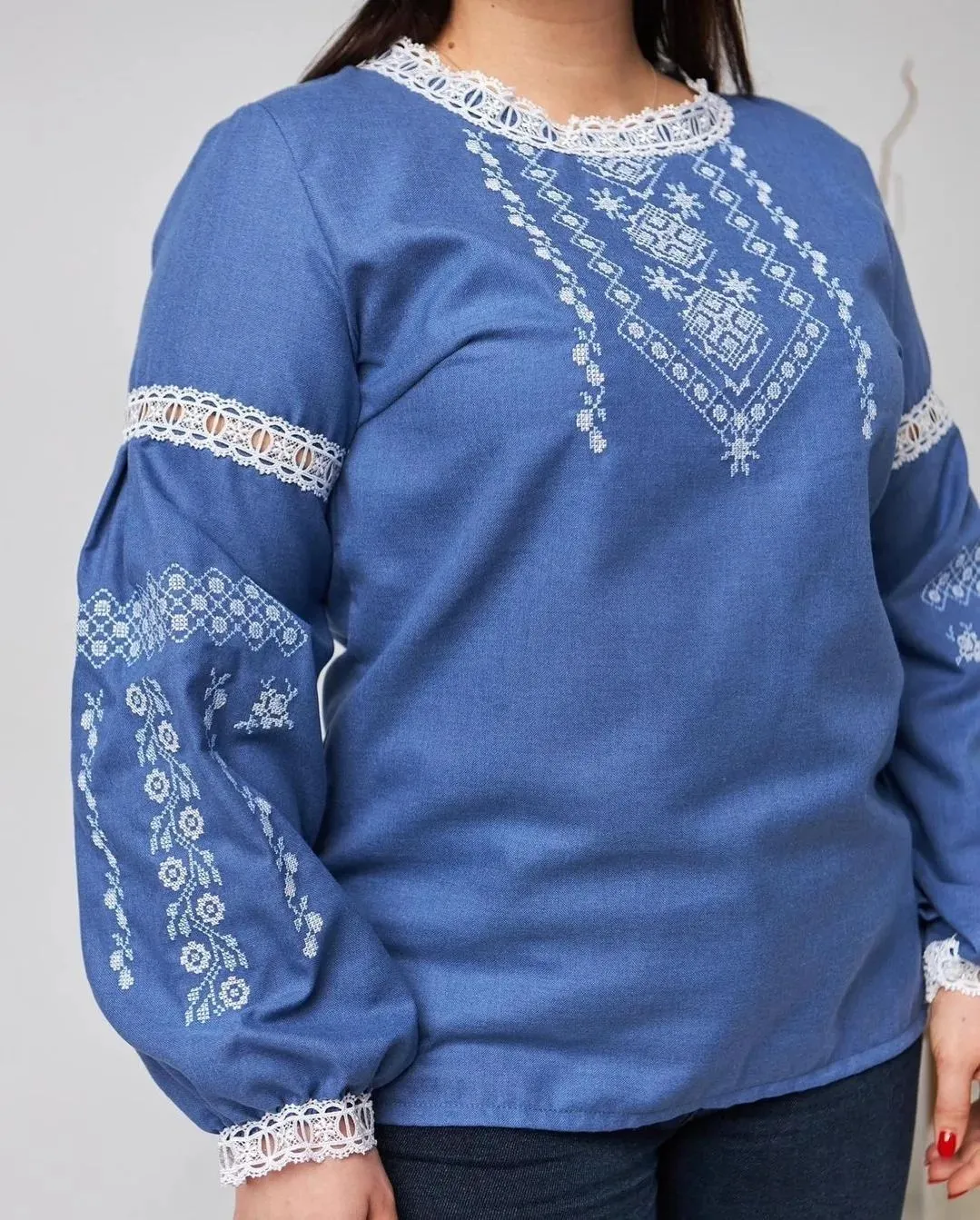 Ukrainian embroidered blouse plus size