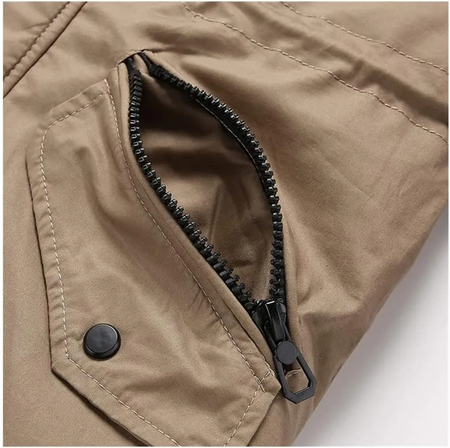 Winter Men Long Jackets Warm Thick Coat Casual Parka Long Fur Collar Fleece Windproof Hooded Jackets