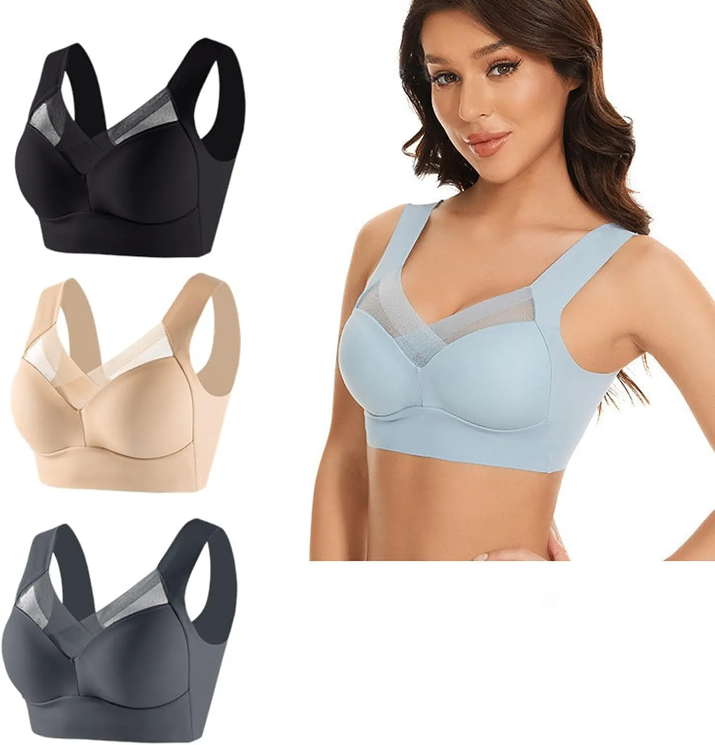 Women's Comfortable and Sexy Sports Gathering Thin Bra and Tank Top Style Underwear Girls Sports Bra for Women