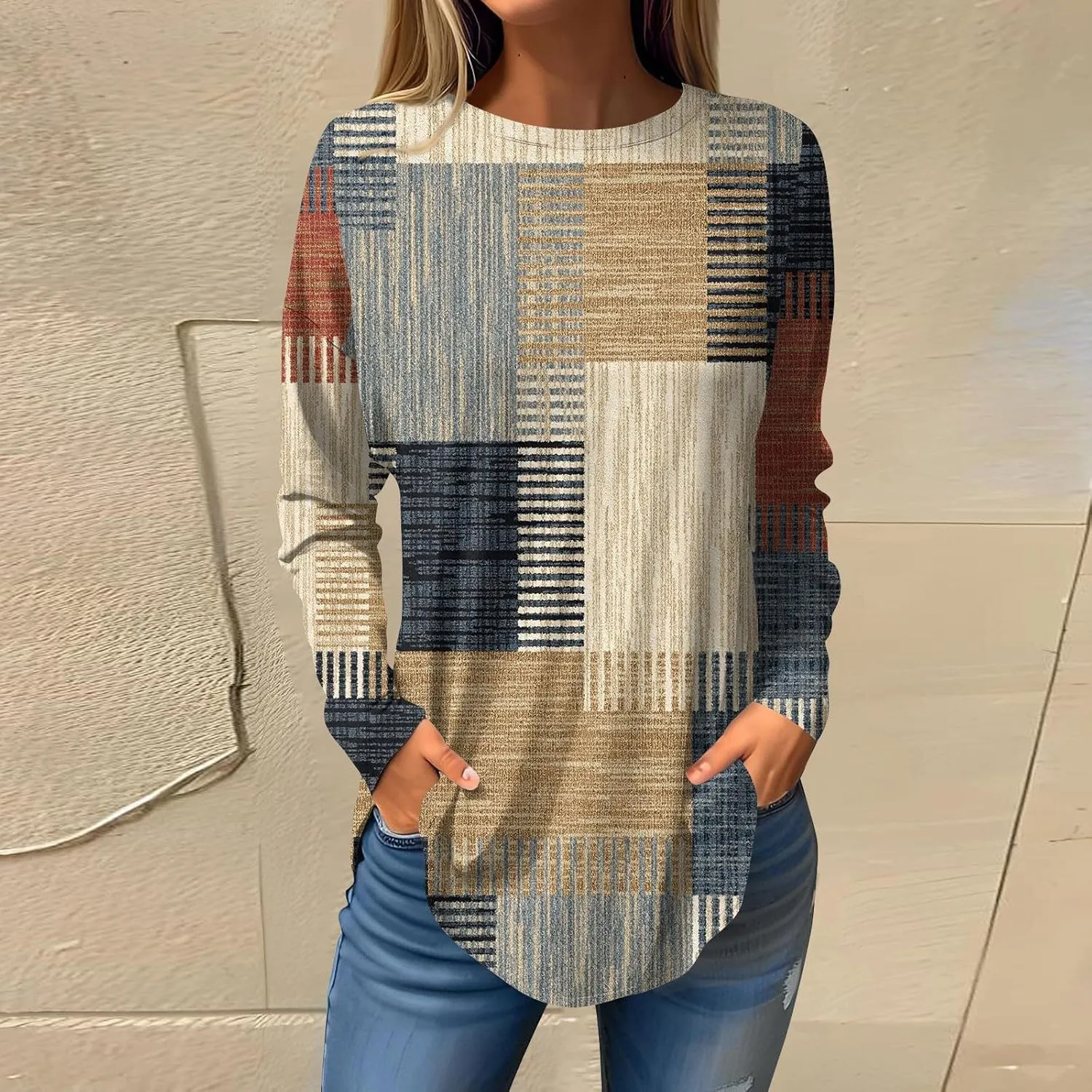 Womens Long Sleeve Chiffon Blouses for Leggings Casual Sweatshirts Casual Pleats Gradient Printing Shirts for Work