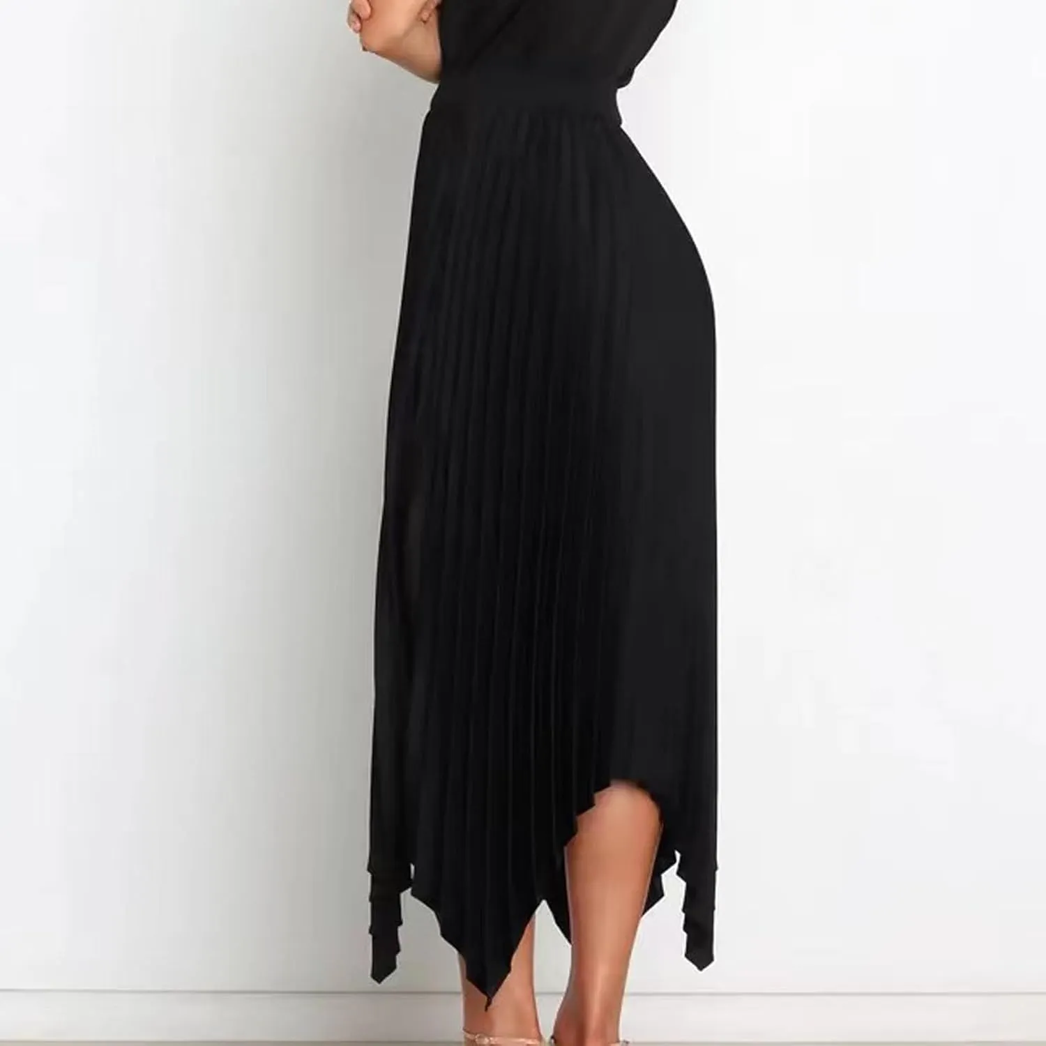 Women's Solid Color High Waisted Midi Skirt, Ruched Casual Irregular Hem Trendy Clothes Summer Going Out Casual Skirts