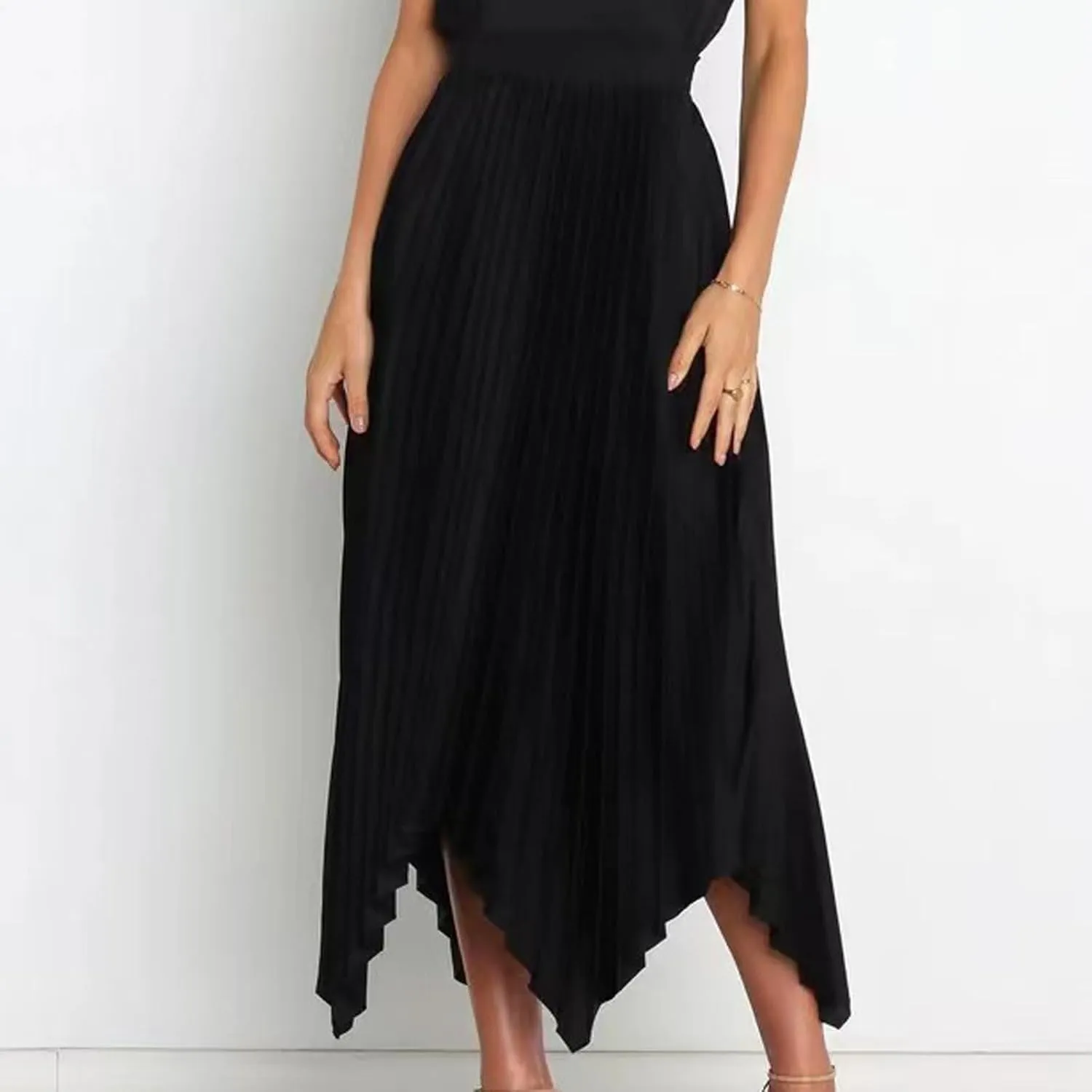 Women's Solid Color High Waisted Midi Skirt, Ruched Casual Irregular Hem Trendy Clothes Summer Going Out Casual Skirts