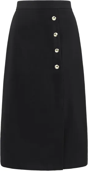 Women's Wear to Work Pencil Skirt High Waist Button Decor Midi Skirts