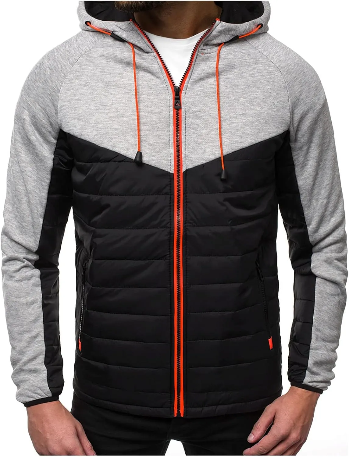 Ymosrh Coats for Men Men's Casual Camouflage Sports Sweatshirt Long Sleeve Zipper Hooded Jacket Coat Leather