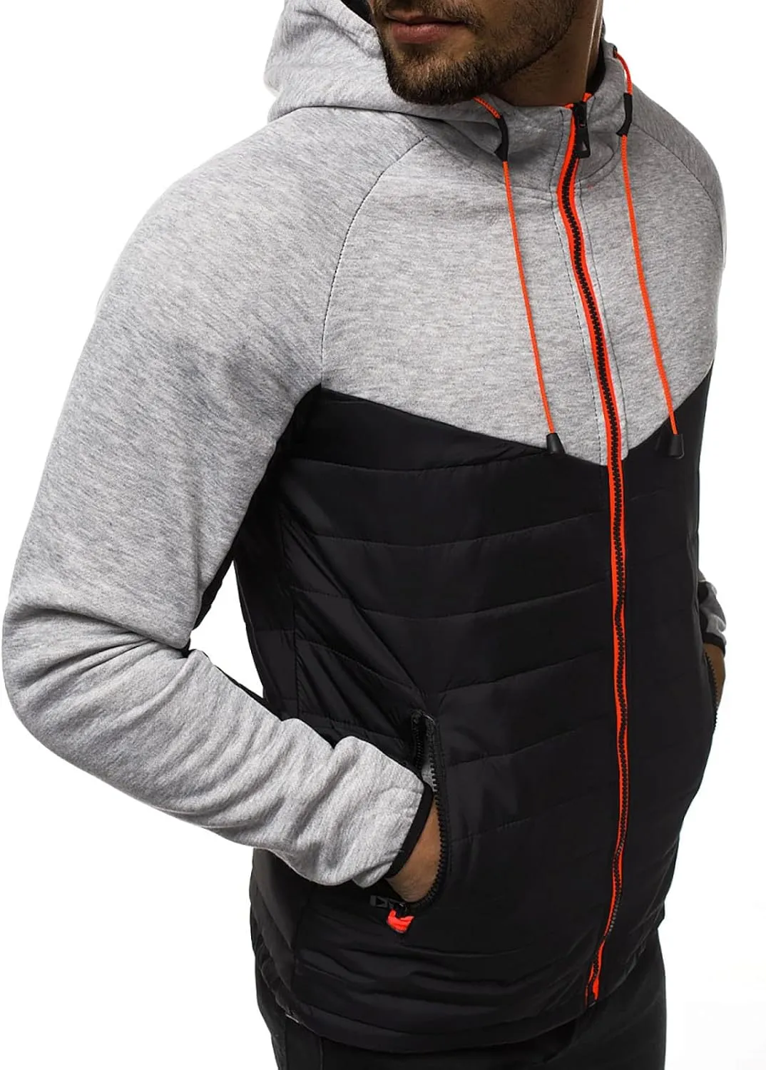 Ymosrh Coats for Men Men's Casual Camouflage Sports Sweatshirt Long Sleeve Zipper Hooded Jacket Coat Leather