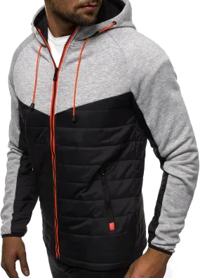 Ymosrh Coats for Men Men's Casual Camouflage Sports Sweatshirt Long Sleeve Zipper Hooded Jacket Coat Leather