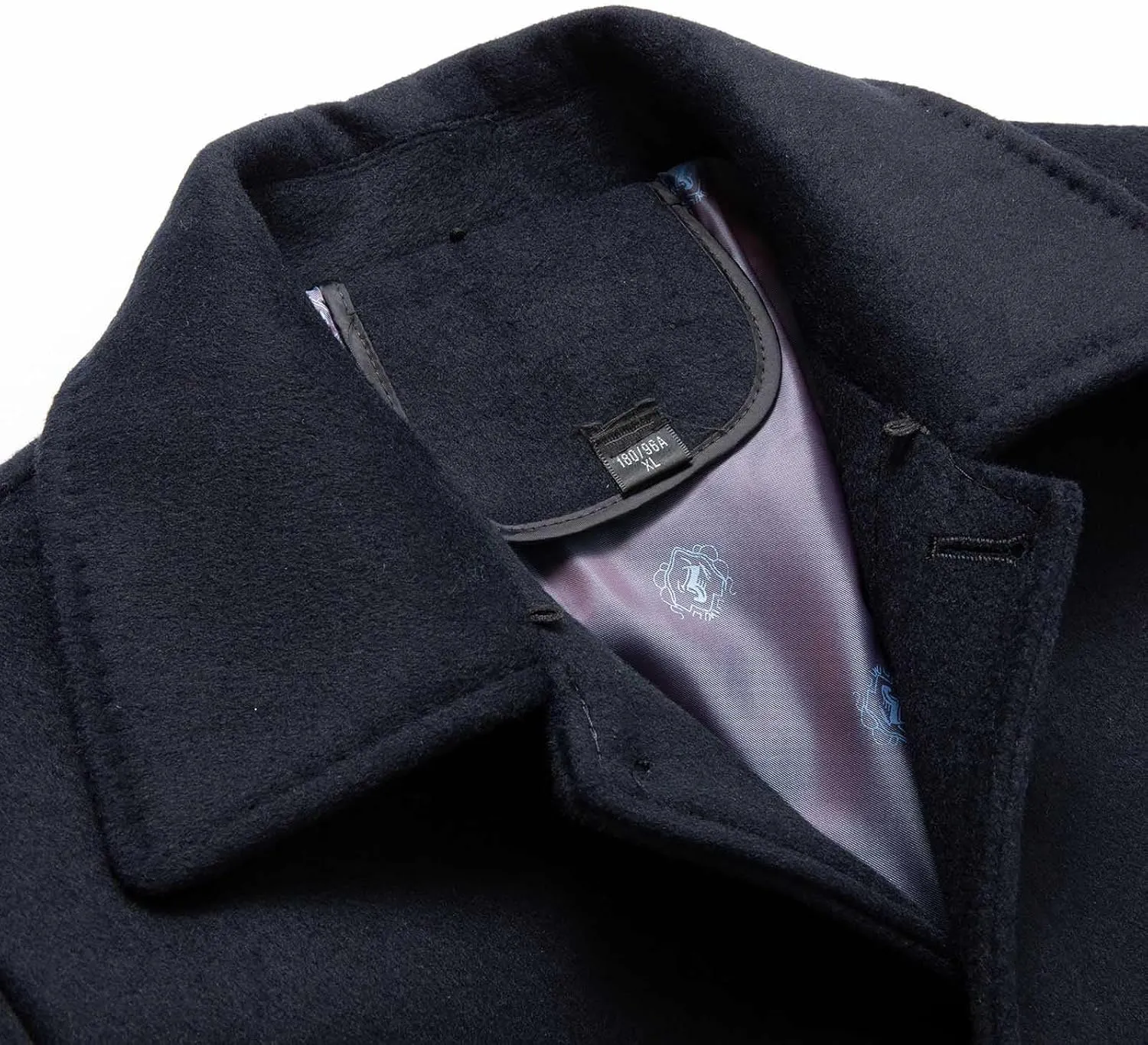 Zeiyignr Men's Wool Blend Long Pea Coat Notched Collar Single Breasted Overcoat Warm Winter Trench Coat Solid Business Jacket