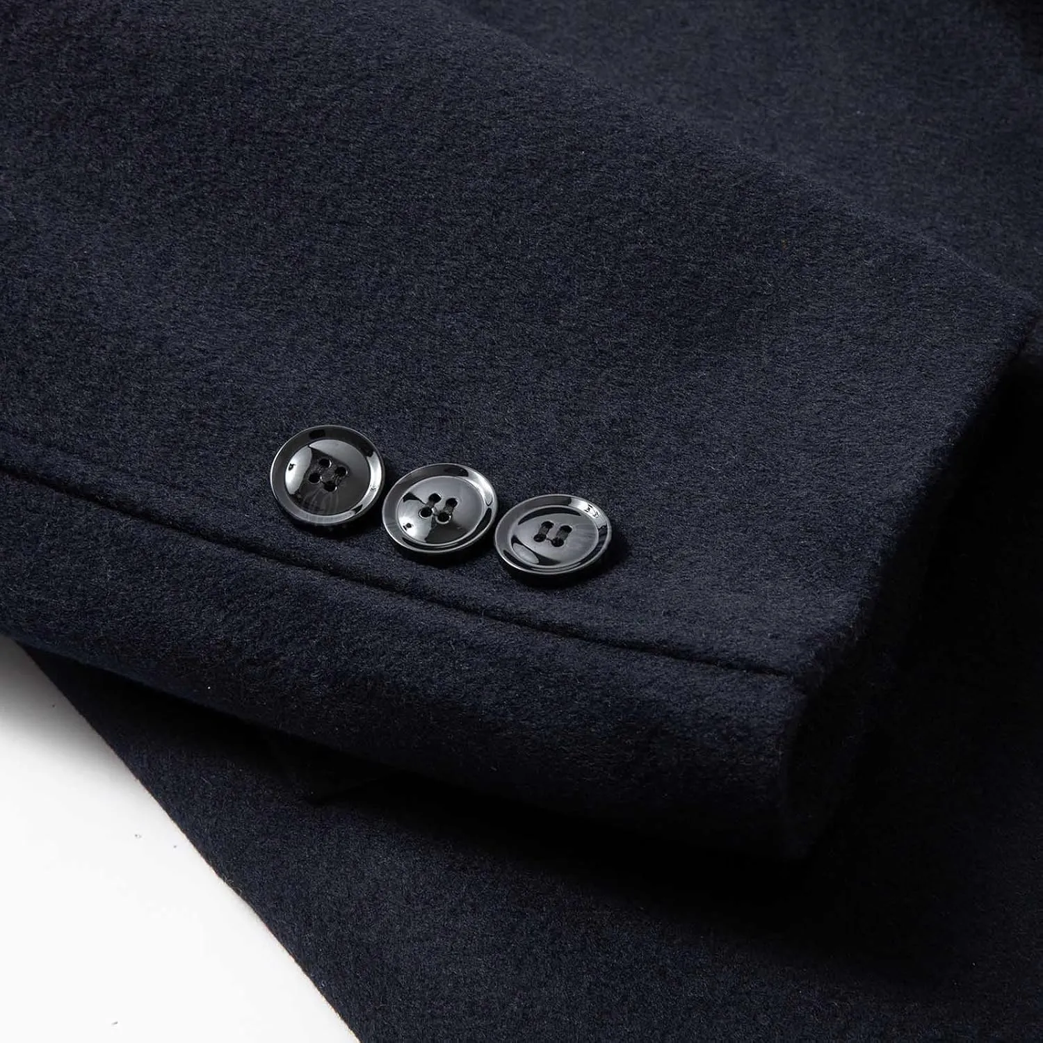 Zeiyignr Men's Wool Blend Long Pea Coat Notched Collar Single Breasted Overcoat Warm Winter Trench Coat Solid Business Jacket